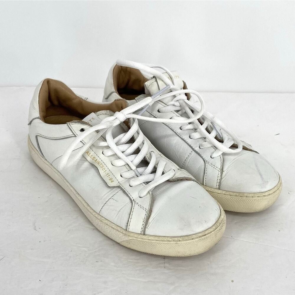 AllSaints Sheer White Leather Low Top Sneakers Women’s EU 37 US 7